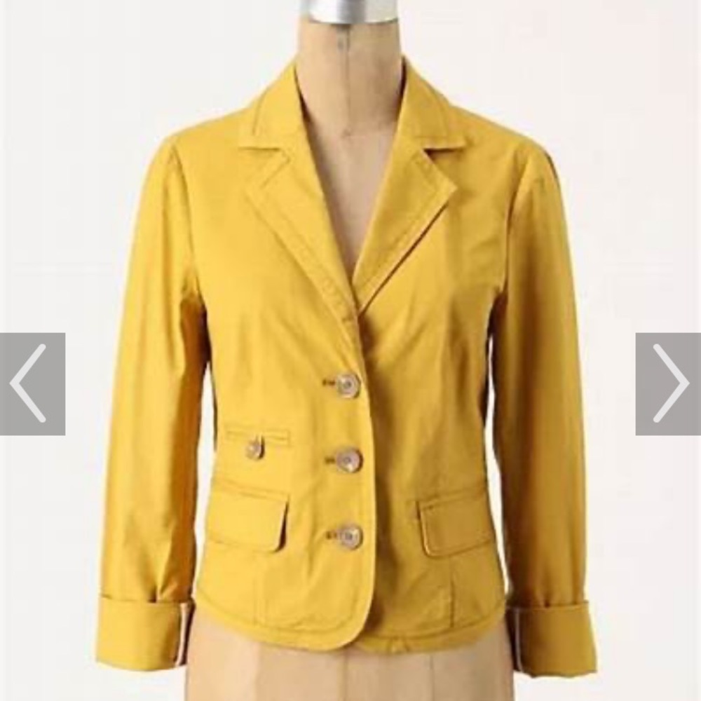 Anthropologie Daughters of the Liberation cropped yellow blazer. Sz 2